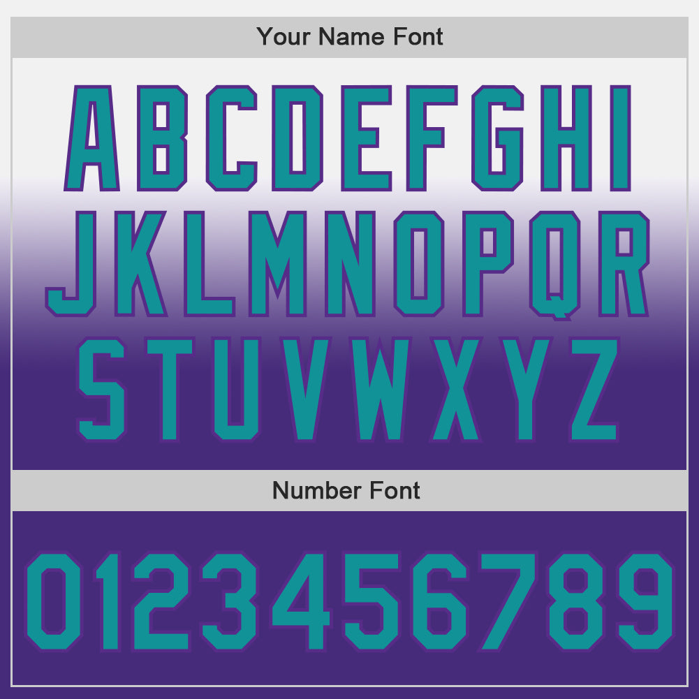 Custom White Teal-Purple Authentic Fade Fashion Baseball Jersey