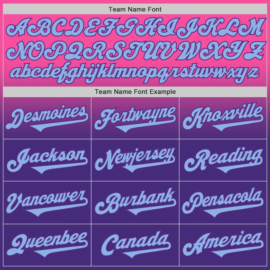 Custom Pink Light Blue-Purple Authentic Fade Fashion Baseball Jersey