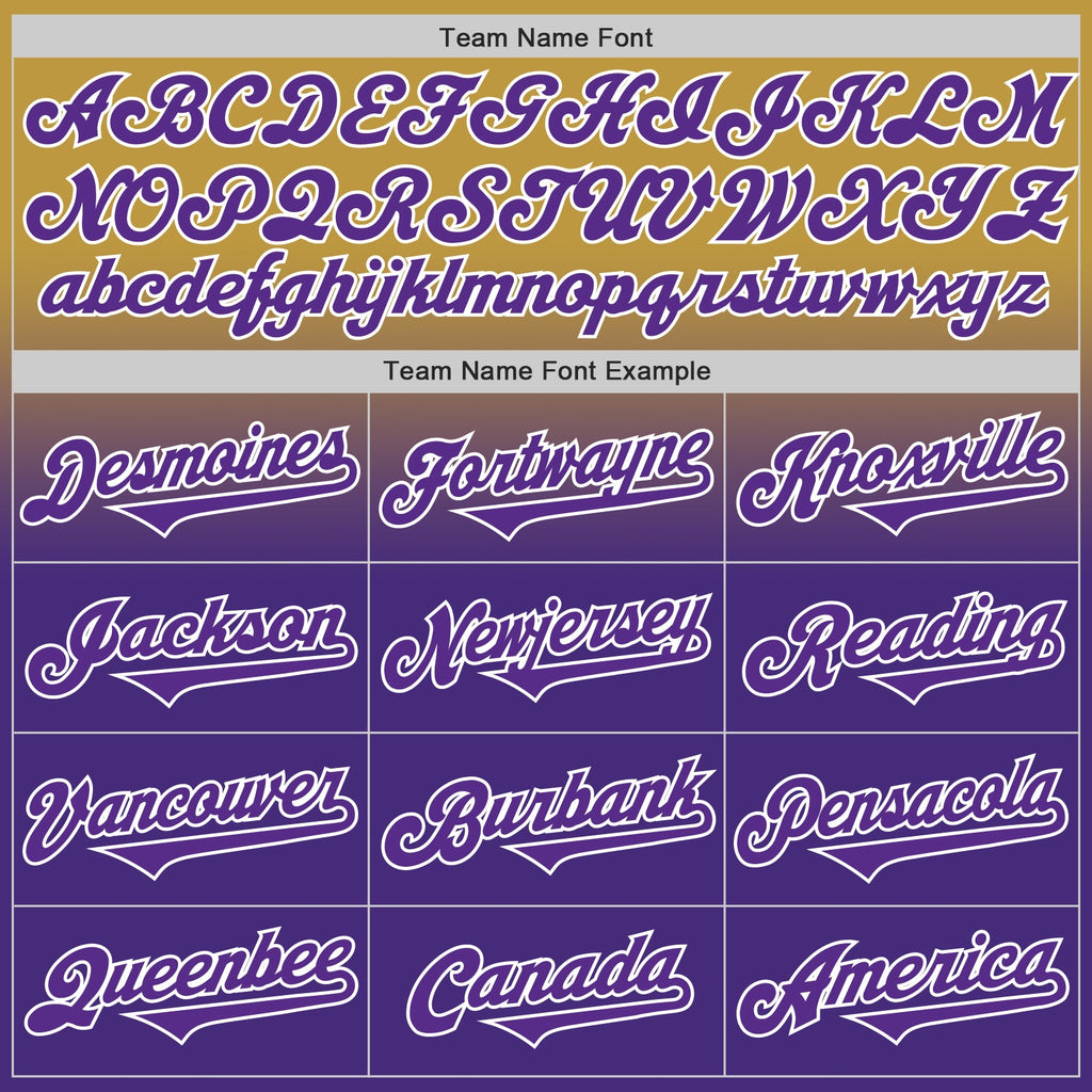 Custom Old Gold Purple-White Authentic Fade Fashion Baseball Jersey