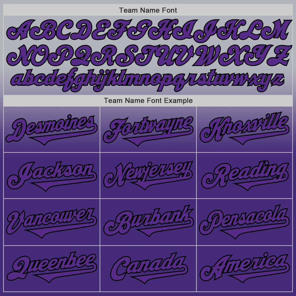 Custom Gray Purple-Black Authentic Fade Fashion Baseball Jersey