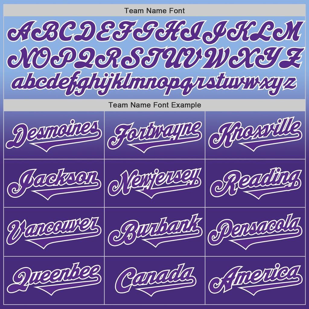 Custom Light Blue Purple-White Authentic Fade Fashion Baseball Jersey