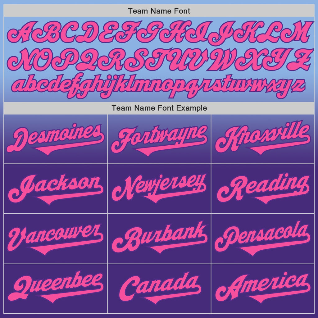 Custom Light Blue Pink-Purple Authentic Fade Fashion Baseball Jersey