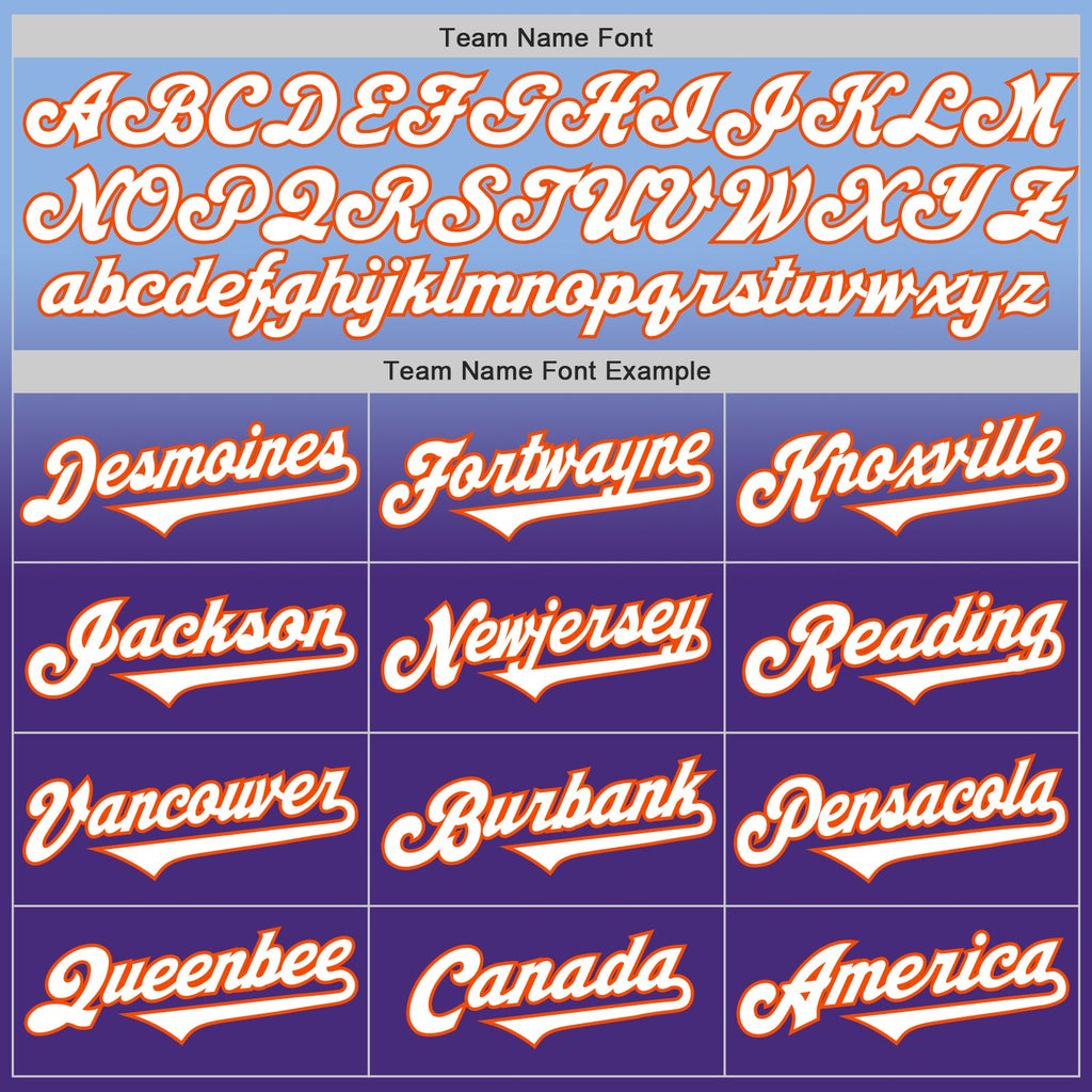 Custom Light Blue White Purple-Orange Authentic Fade Fashion Baseball Jersey