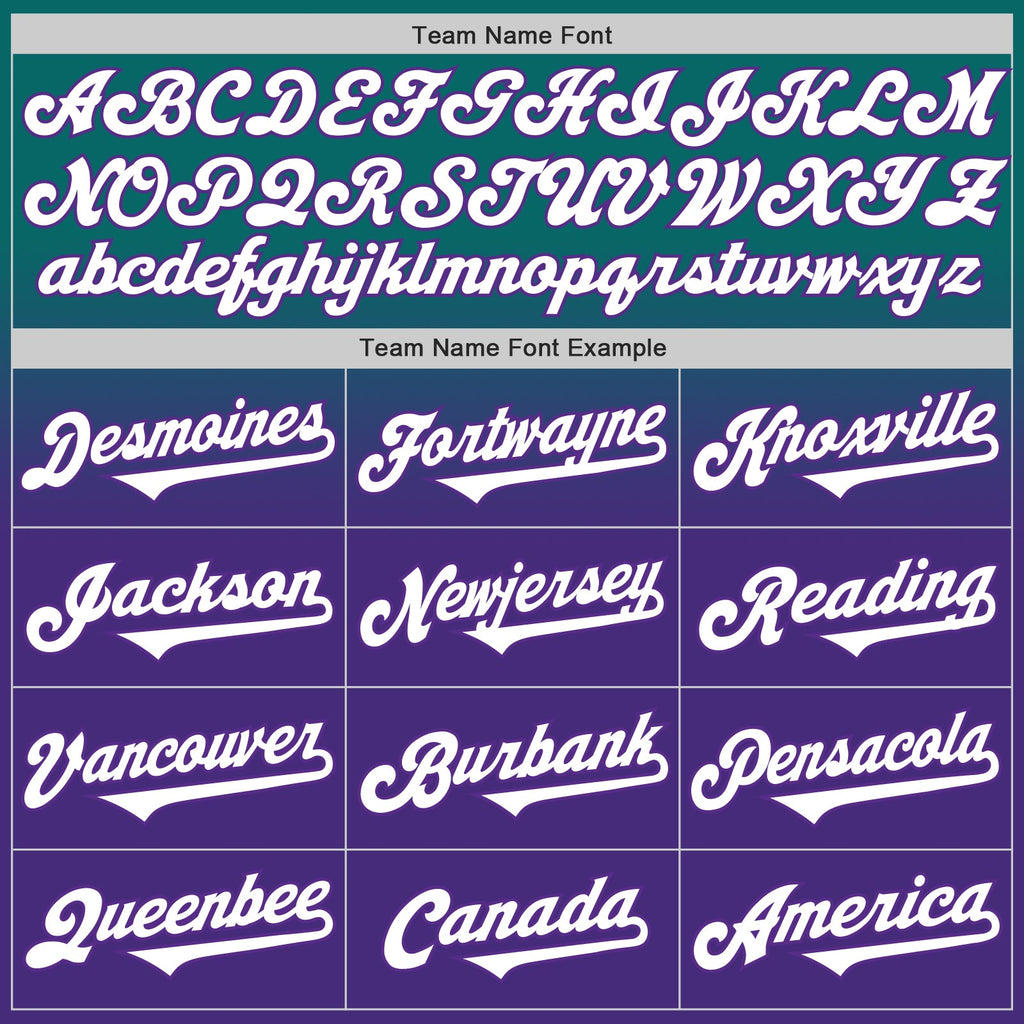 Custom Teal White-Purple Authentic Fade Fashion Baseball Jersey
