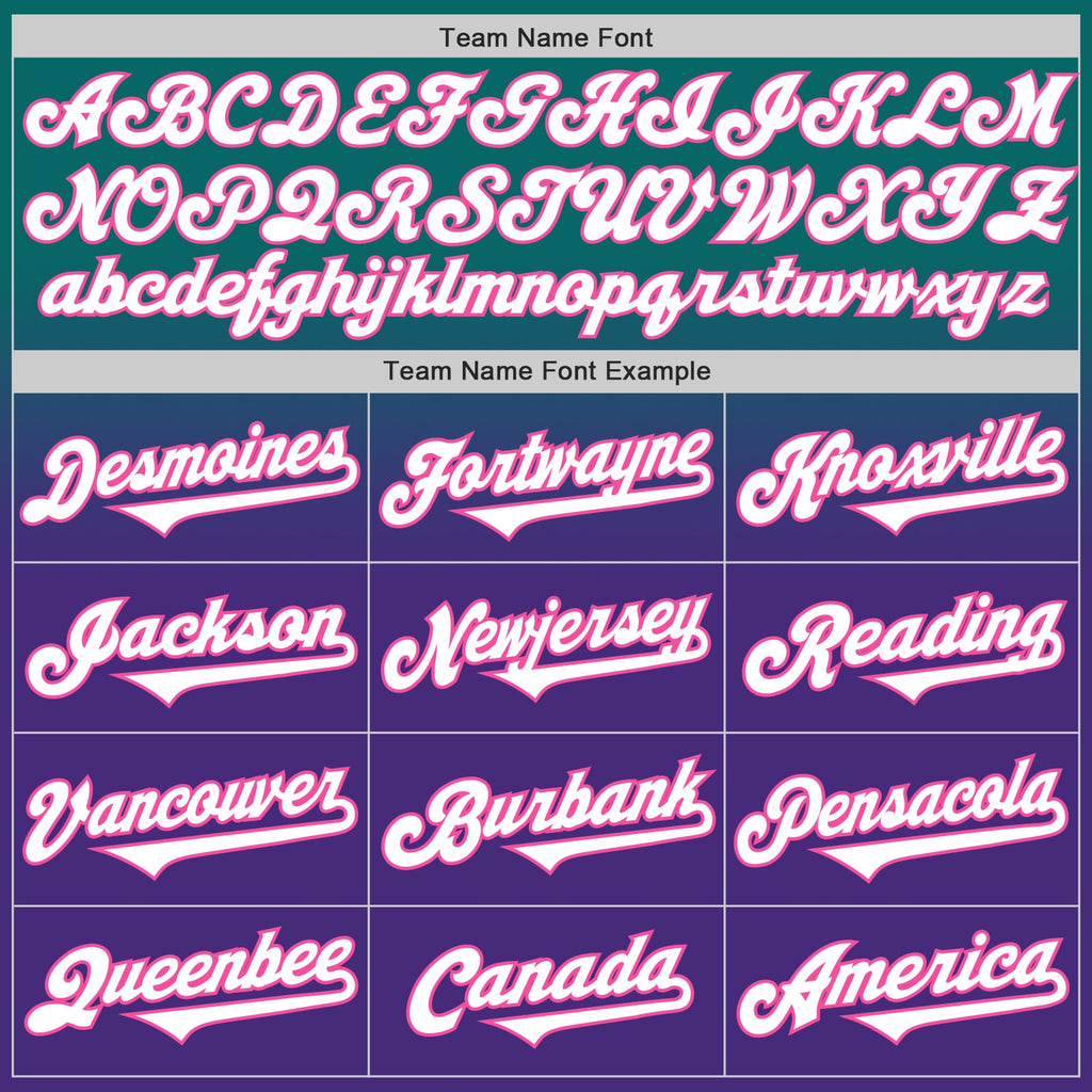 Custom Teal White Purple-Pink Authentic Fade Fashion Baseball Jersey