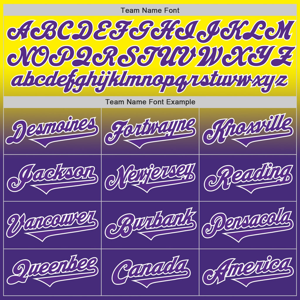 Custom Light Yellow Purple-White Authentic Fade Fashion Baseball Jersey