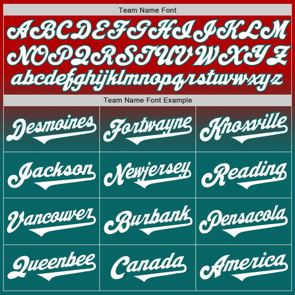 Custom Red White-Teal Authentic Fade Fashion Baseball Jersey