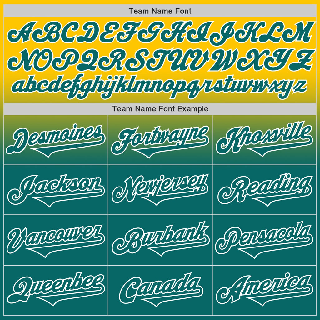 Custom Yellow Teal-White Authentic Fade Fashion Baseball Jersey