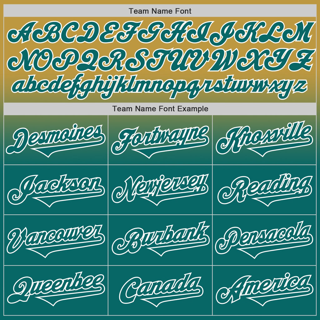 Custom Old Gold Teal-White Authentic Fade Fashion Baseball Jersey
