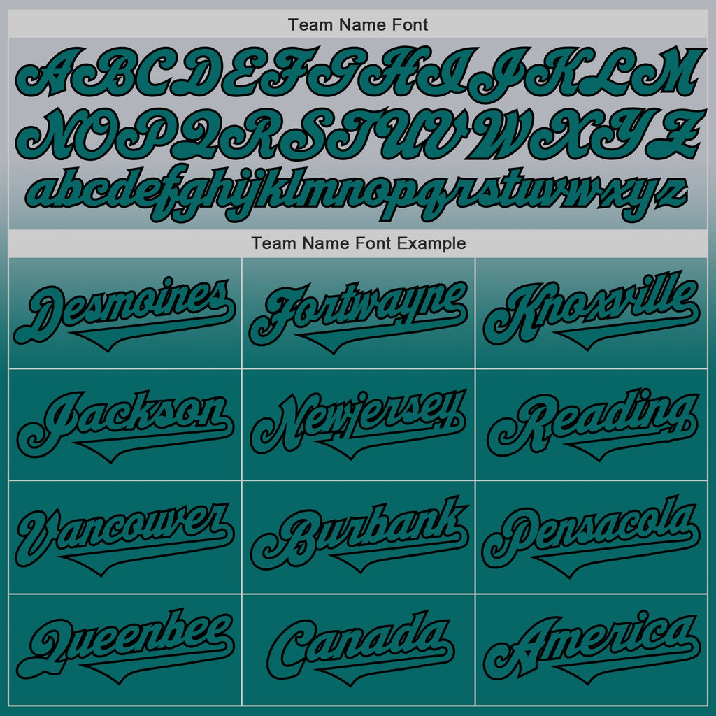 Custom Gray Teal-Black Authentic Fade Fashion Baseball Jersey