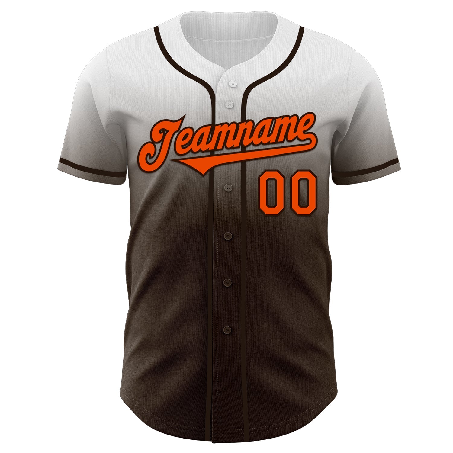 Custom White Orange-Brown Authentic Fade Fashion Baseball Jersey