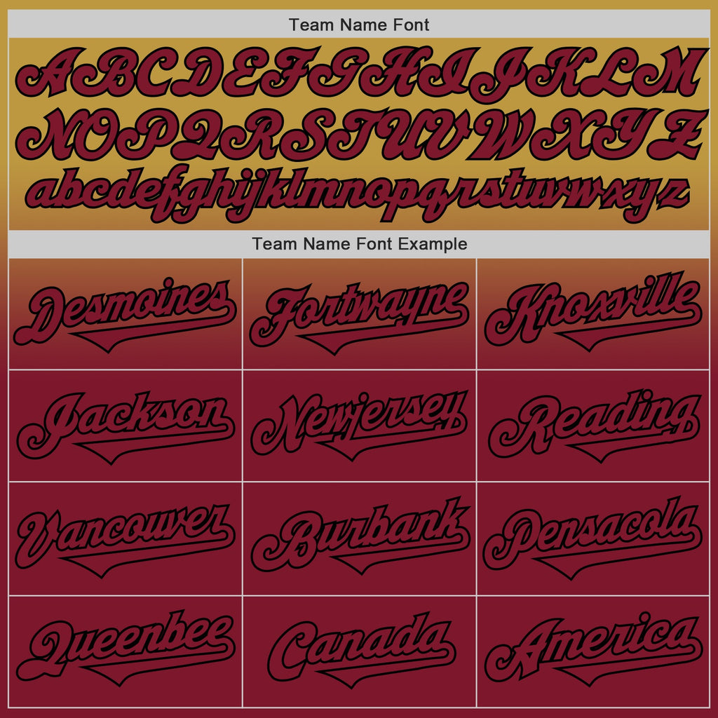 Custom Old Gold Crimson-Black Authentic Fade Fashion Baseball Jersey