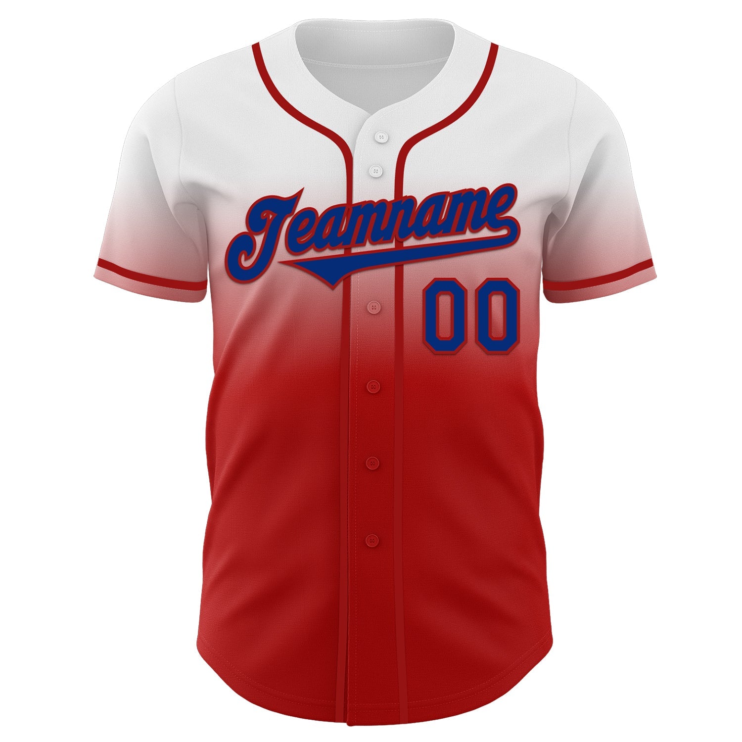 Custom White Royal-Red Authentic Fade Fashion Baseball Jersey