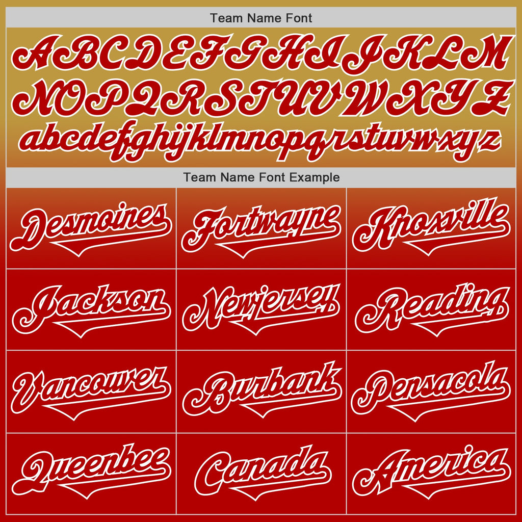 Custom Old Gold Red-White Authentic Fade Fashion Baseball Jersey