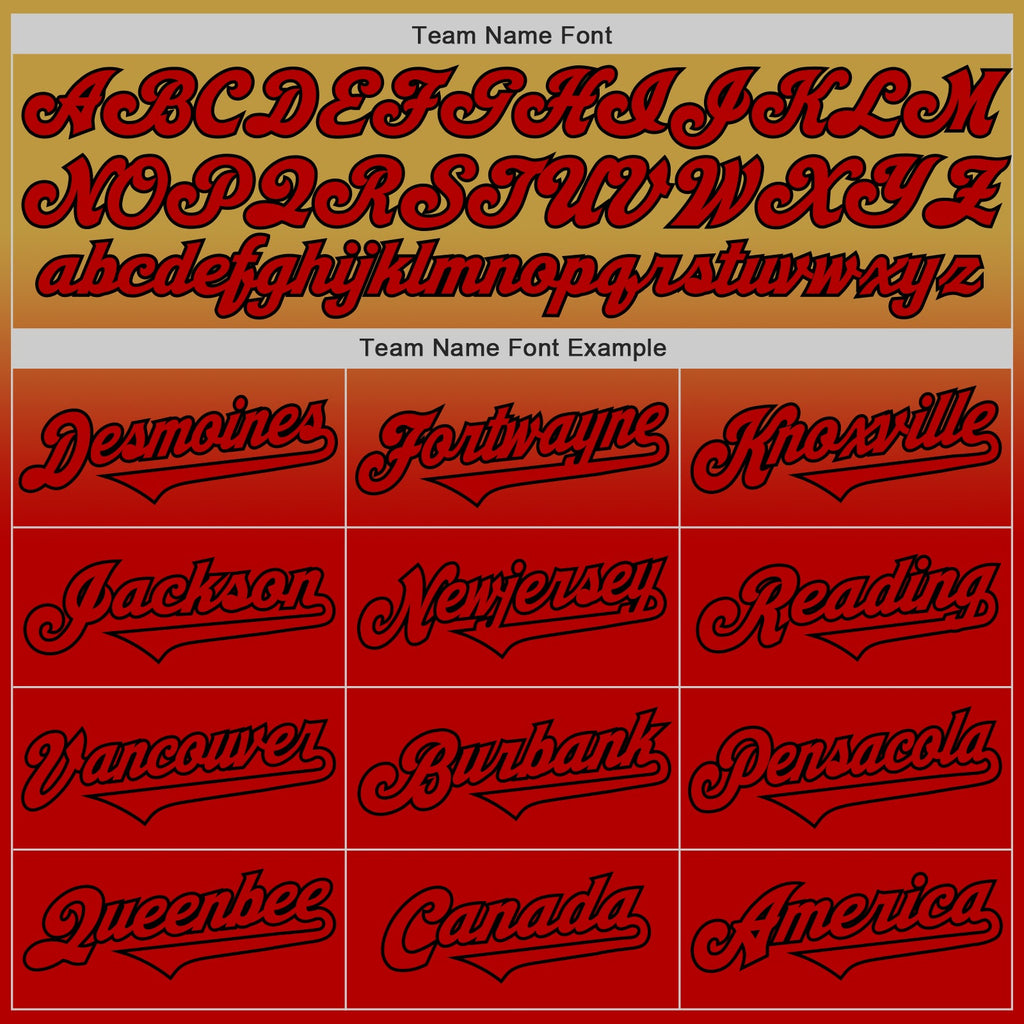 Custom Old Gold Red-Black Authentic Fade Fashion Baseball Jersey