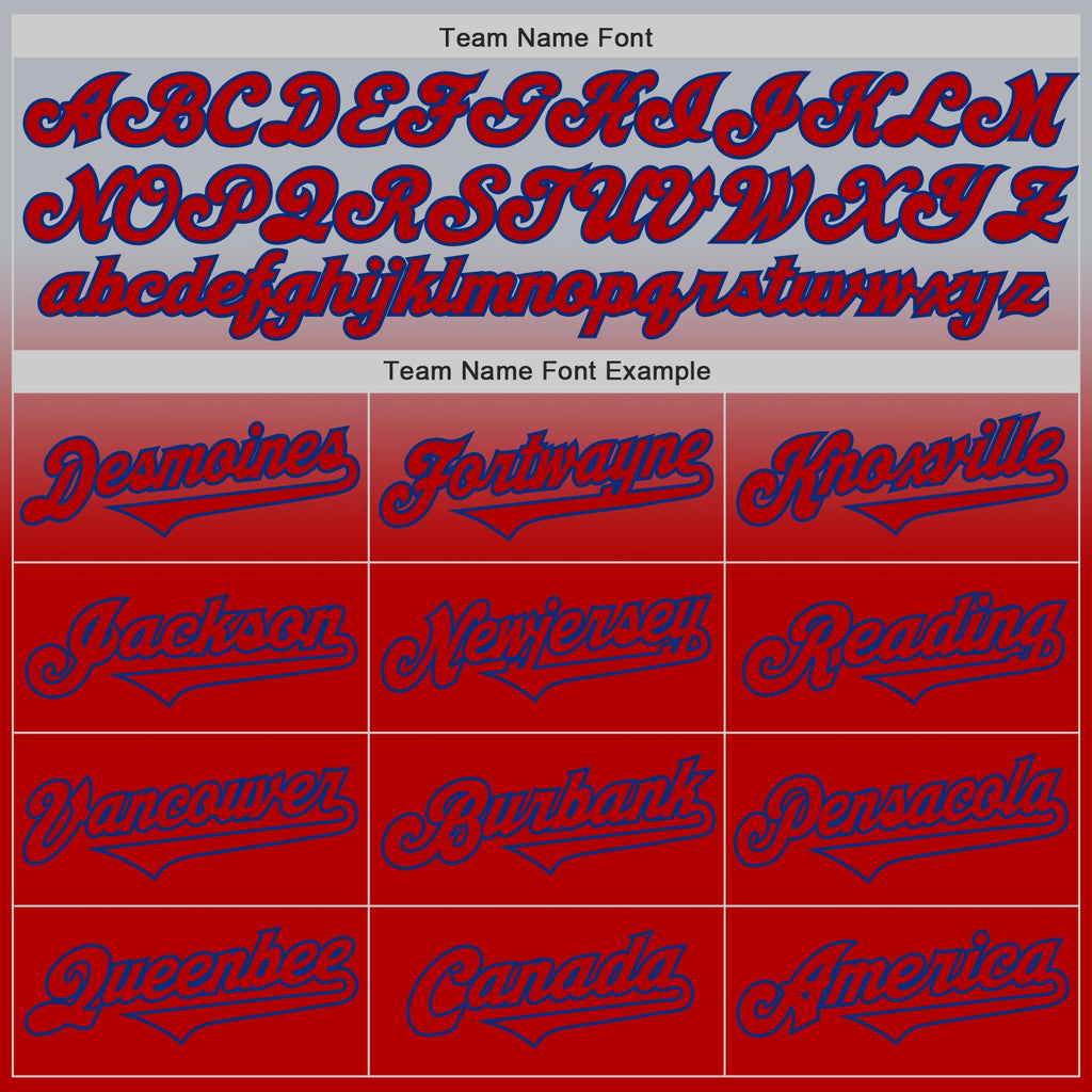 Custom Gray Red-Royal Authentic Fade Fashion Baseball Jersey