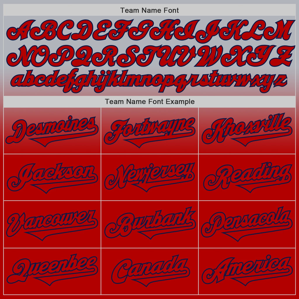Custom Gray Red-Navy Authentic Fade Fashion Baseball Jersey