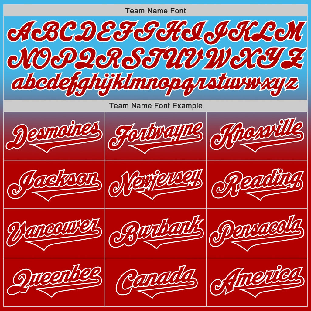 Custom Sky Blue Red-White Authentic Fade Fashion Baseball Jersey