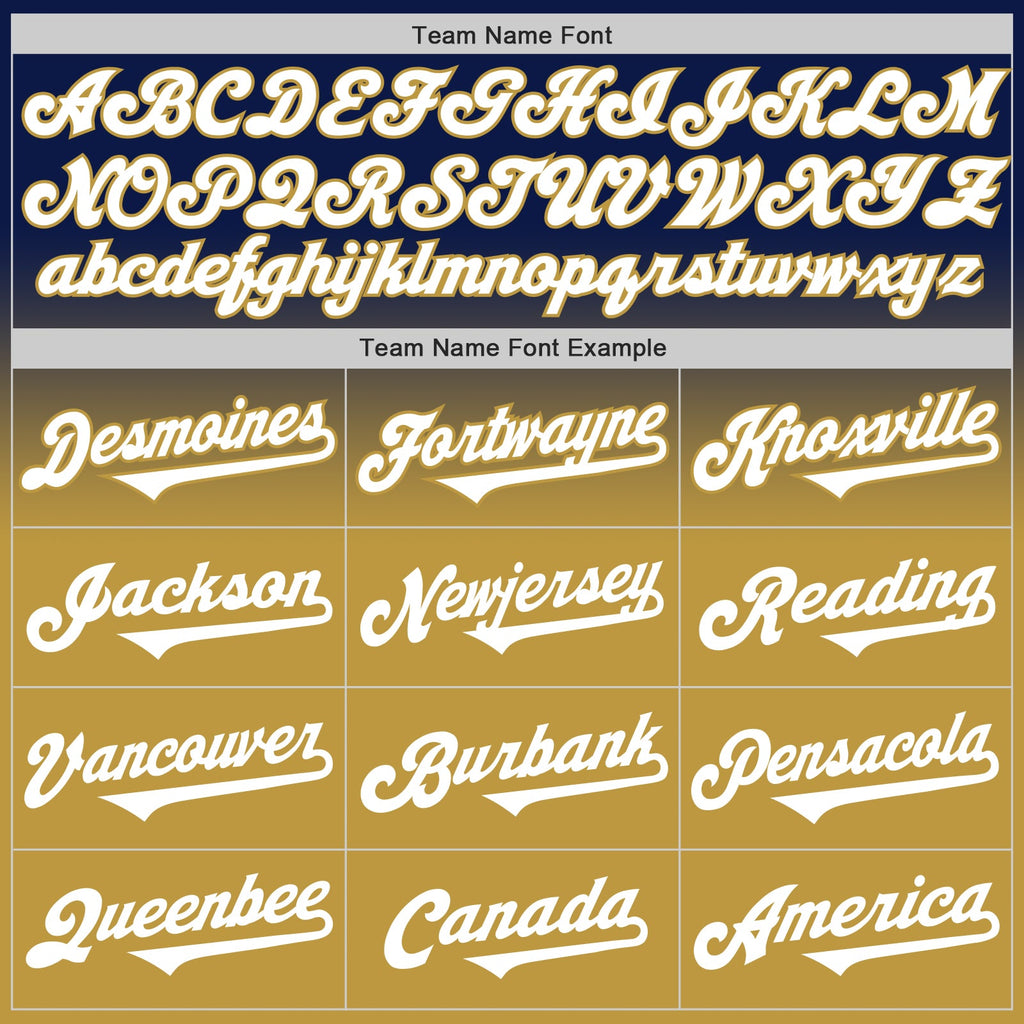 Custom Navy White-Old Gold Authentic Fade Fashion Baseball Jersey