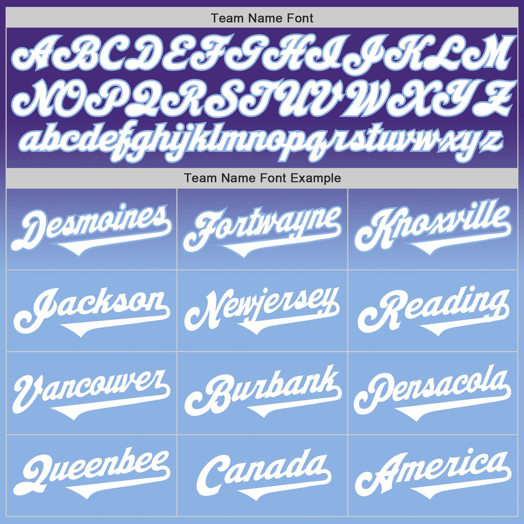 Custom Purple White-Light Blue Authentic Fade Fashion Baseball Jersey