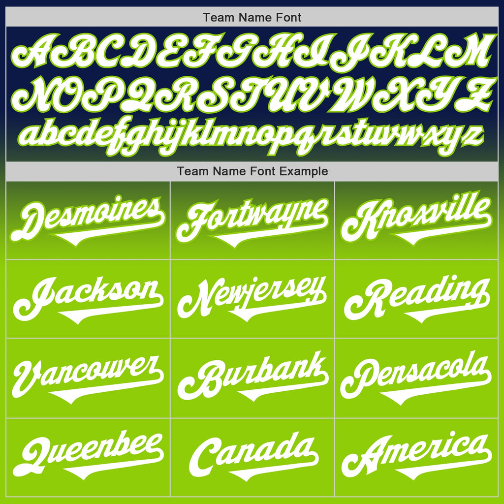Custom Navy White-Neon Green Authentic Fade Fashion Baseball Jersey