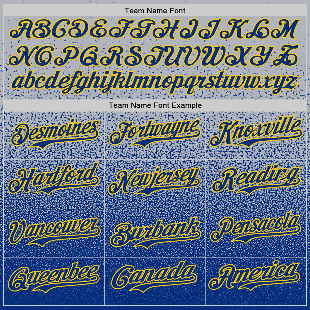 Custom Gray Royal-Gold Fade Fashion Speckle Authentic Baseball Jersey