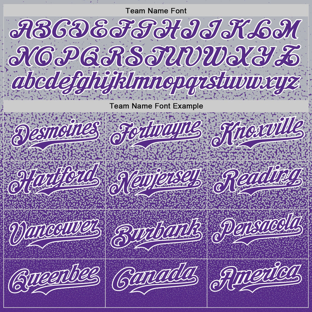 Custom Gray Purple-White Fade Fashion Speckle Authentic Baseball Jersey