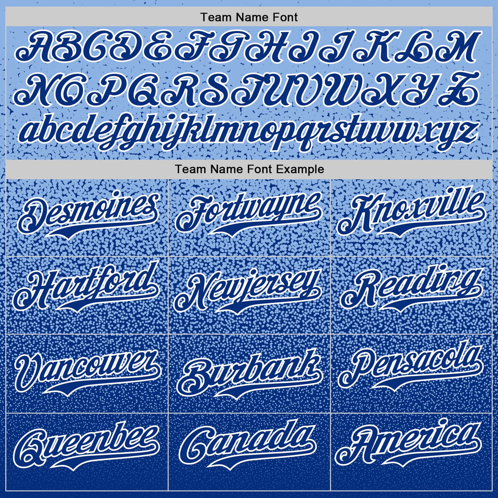 Custom Light Blue Royal-White Fade Fashion Speckle Authentic Baseball Jersey
