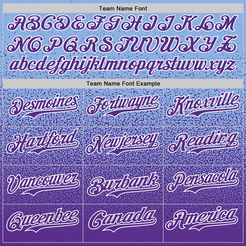 Custom Light Blue Purple-White Fade Fashion Speckle Authentic Baseball Jersey