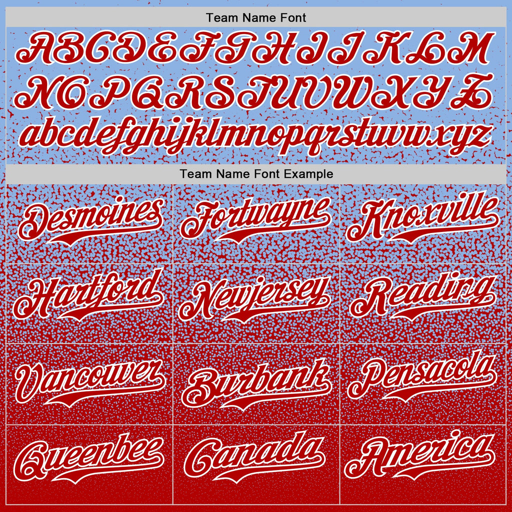 Custom Light Blue Red-White Fade Fashion Speckle Authentic Baseball Jersey