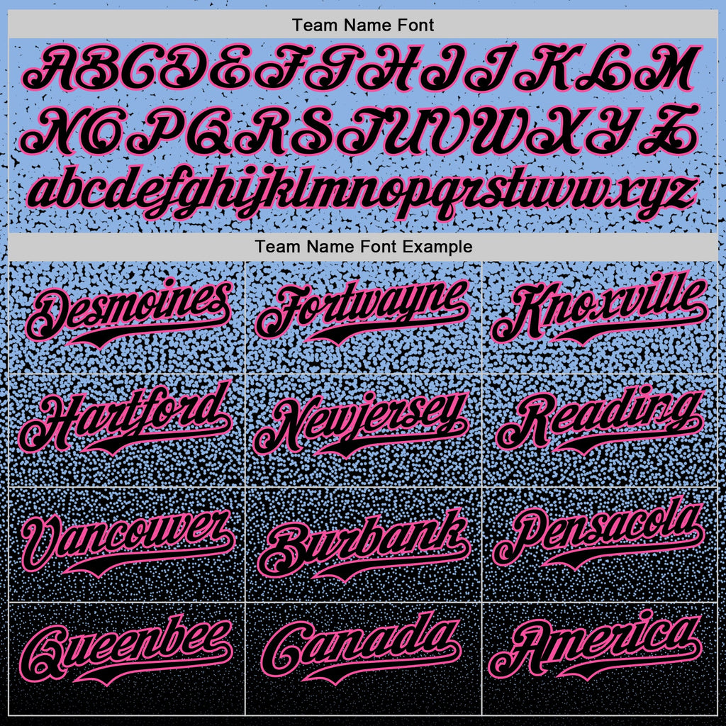 Custom Light Blue Black-Pink Fade Fashion Speckle Authentic Baseball Jersey