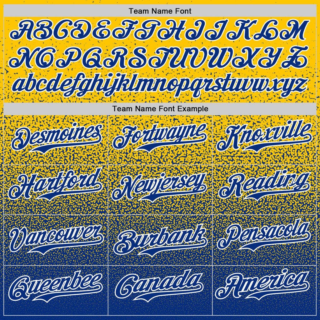 Custom Yellow Royal-White Fade Fashion Speckle Authentic Baseball Jersey
