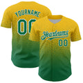 Custom Yellow Kelly Green-White Fade Fashion Speckle Authentic Baseball Jersey