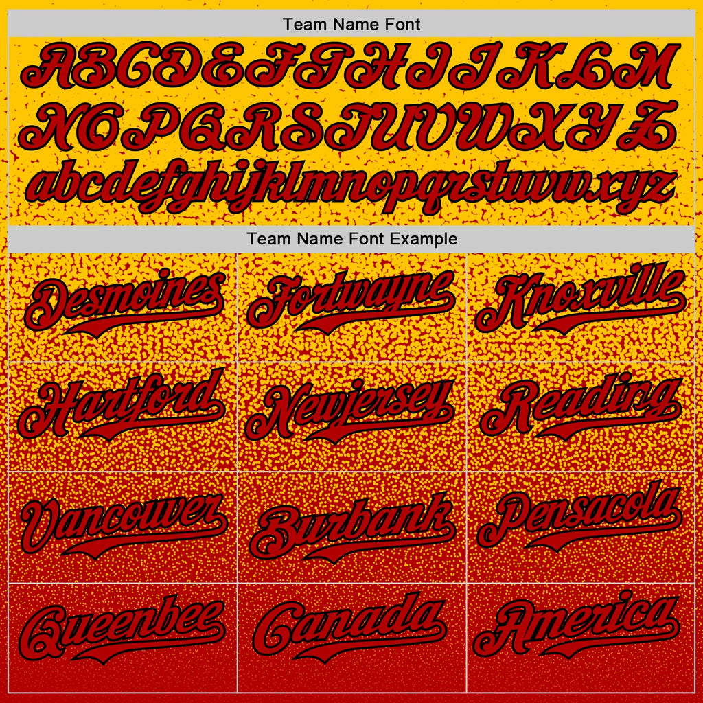 Custom Yellow Red-Black Fade Fashion Speckle Authentic Baseball Jersey