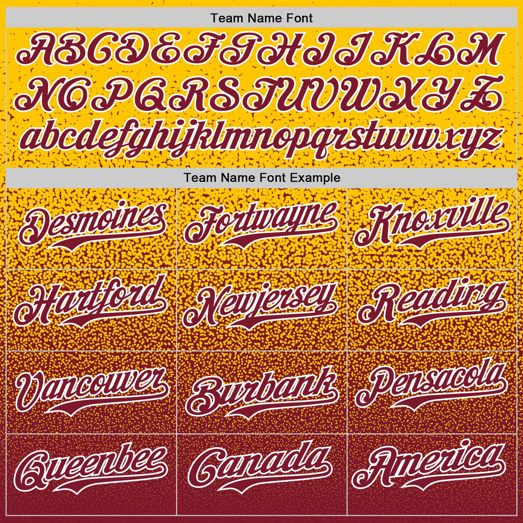 Custom Yellow Crimson-White Fade Fashion Speckle Authentic Baseball Jersey