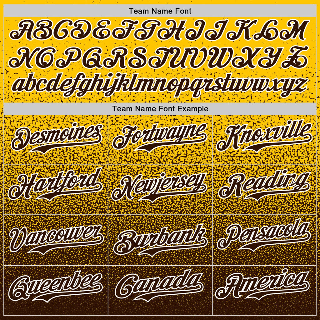 Custom Yellow Brown-White Fade Fashion Speckle Authentic Baseball Jersey
