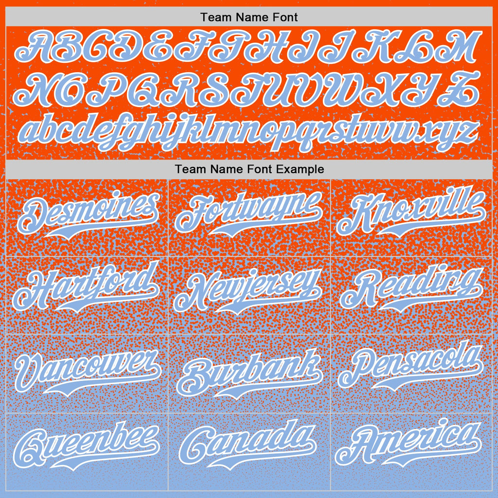 Custom Orange Light Blue-White Fade Fashion Speckle Authentic Baseball Jersey