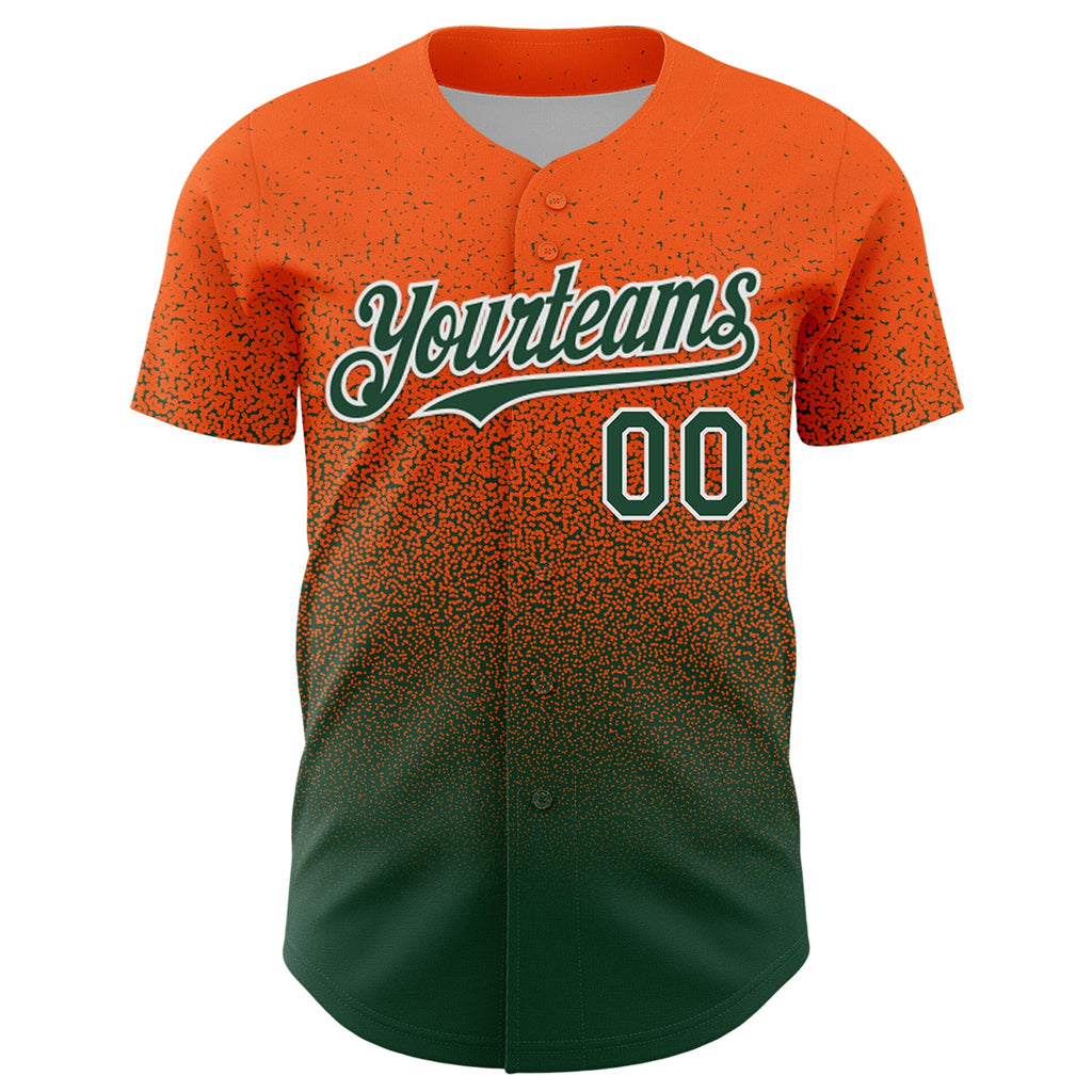 Custom Orange Green-White Fade Fashion Speckle Authentic Baseball Jersey
