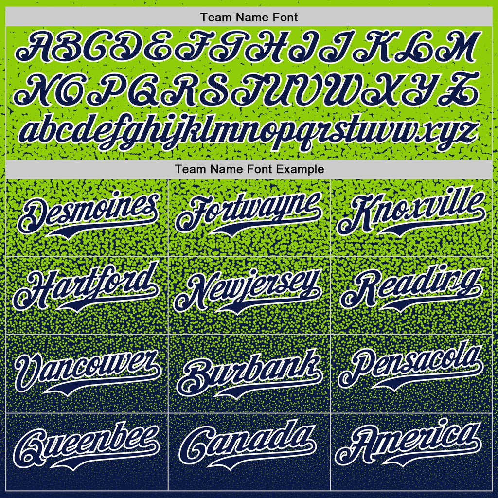 Custom Neon Green Navy-White Fade Fashion Speckle Authentic Baseball Jersey