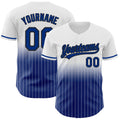 Custom White Pinstripe Royal-Black Authentic Fade Fashion Baseball Jersey