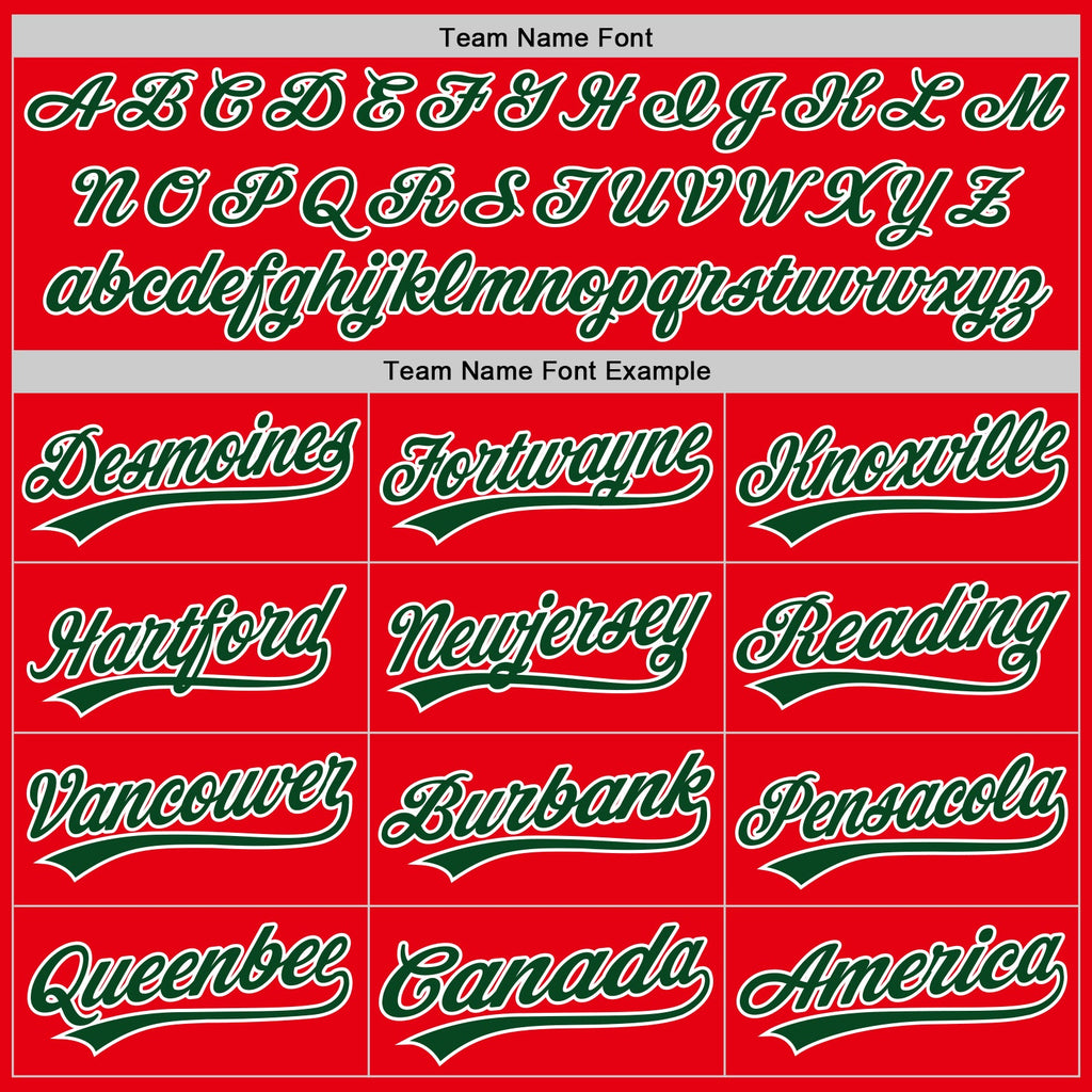 Custom Fire Red Green-White Authentic Baseball Jersey