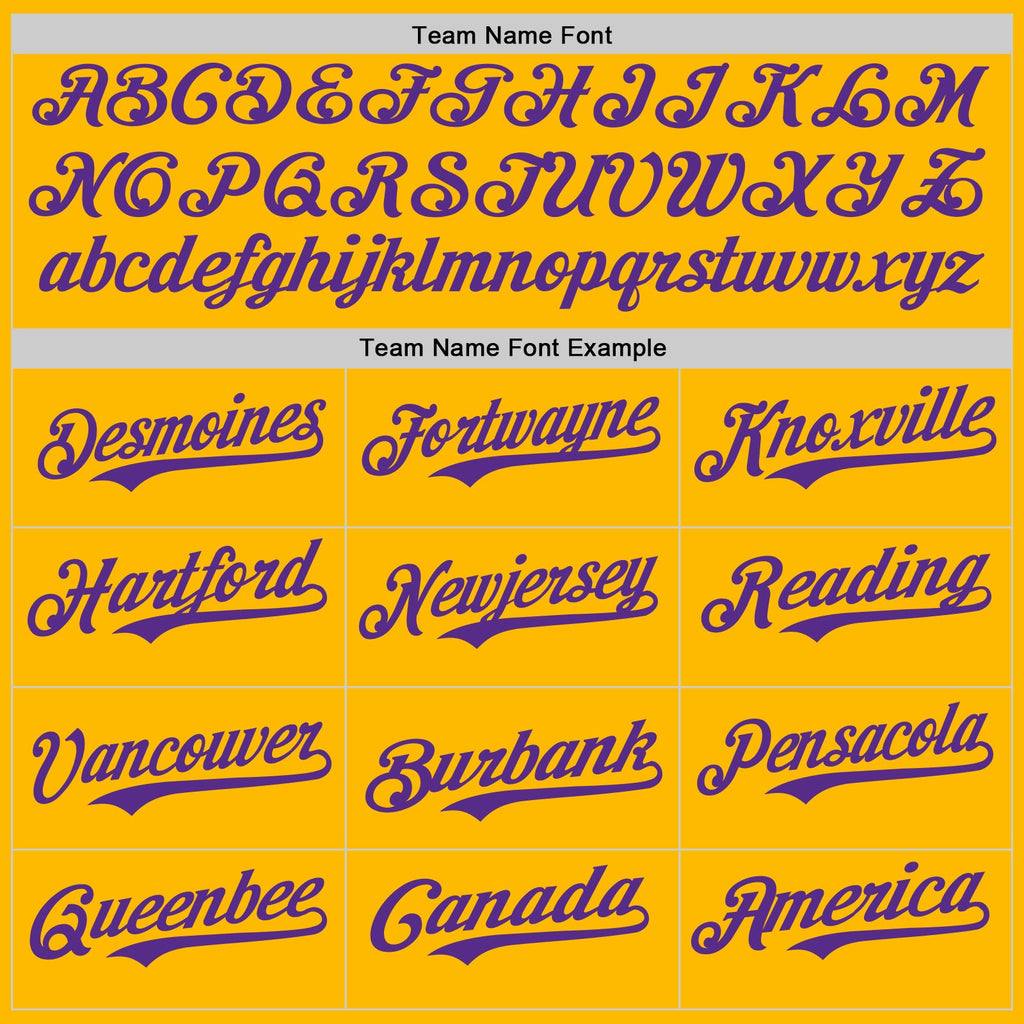 Custom Gold Purple Authentic Baseball Jersey