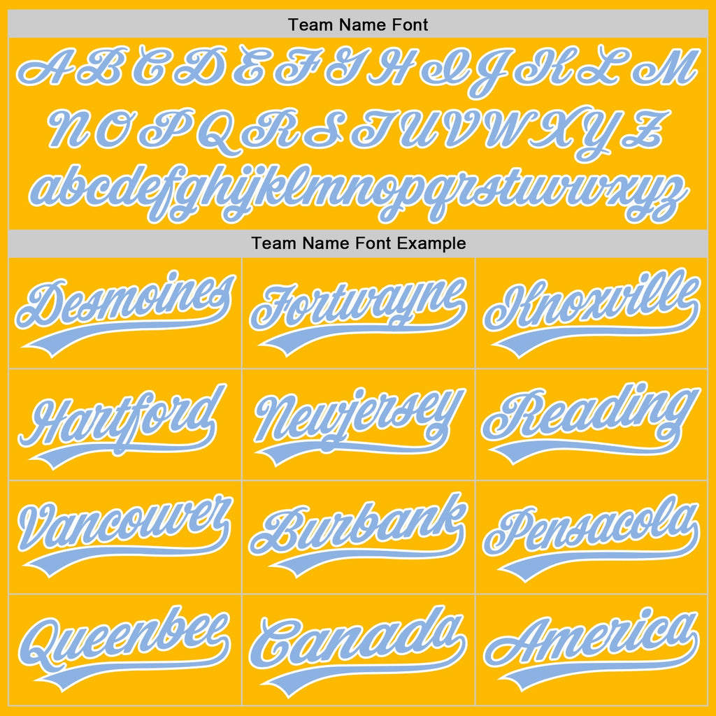 Custom Gold Light Blue-White Authentic Baseball Jersey