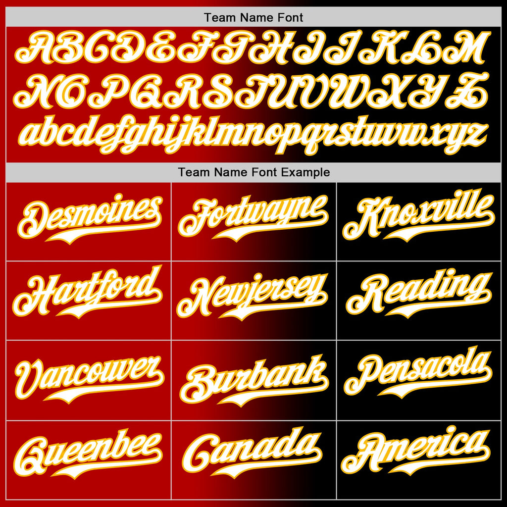 Custom Black White Red-Gold Authentic Gradient Fashion Baseball Jersey