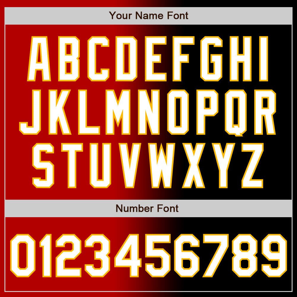 Custom Black White Red-Gold Authentic Gradient Fashion Baseball Jersey