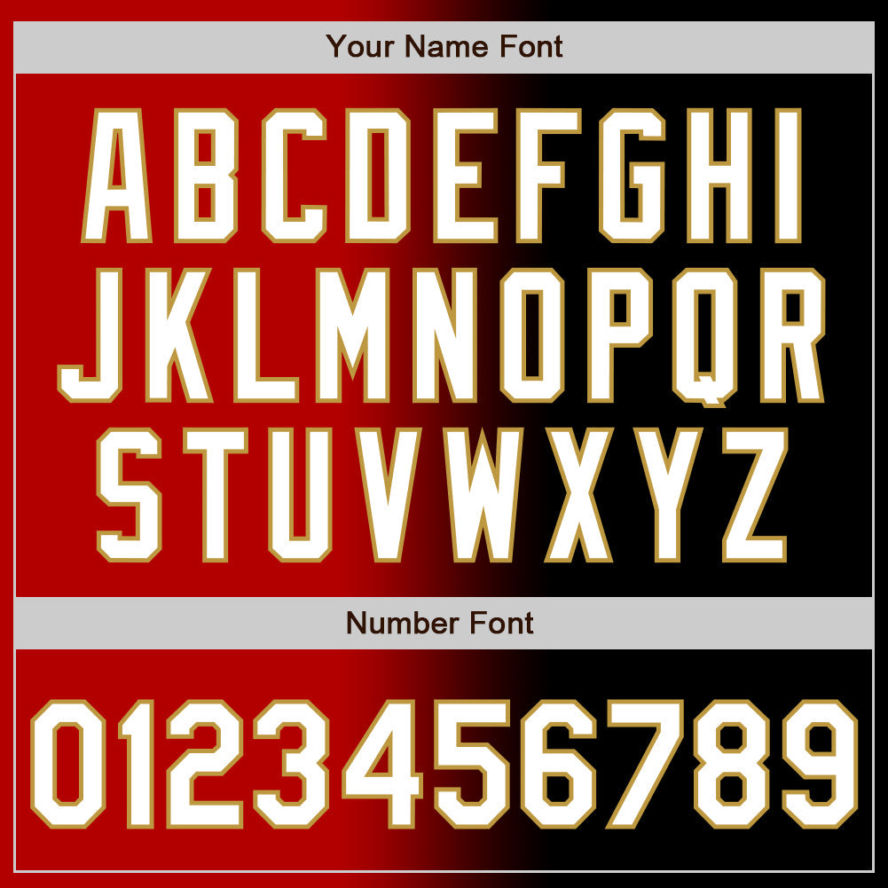 Custom Black White Red-Old Gold Authentic Gradient Fashion Baseball Jersey