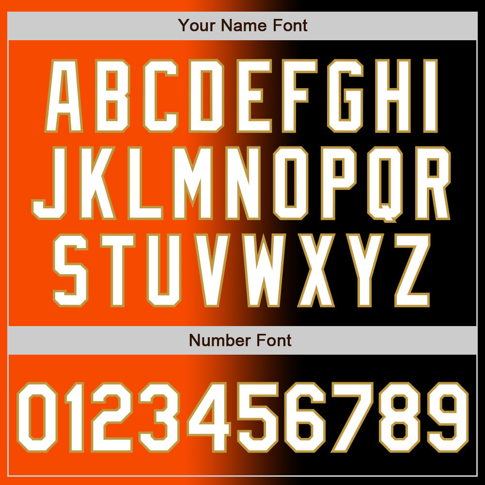 Custom Black White Orange-Old Gold Authentic Gradient Fashion Baseball Jersey