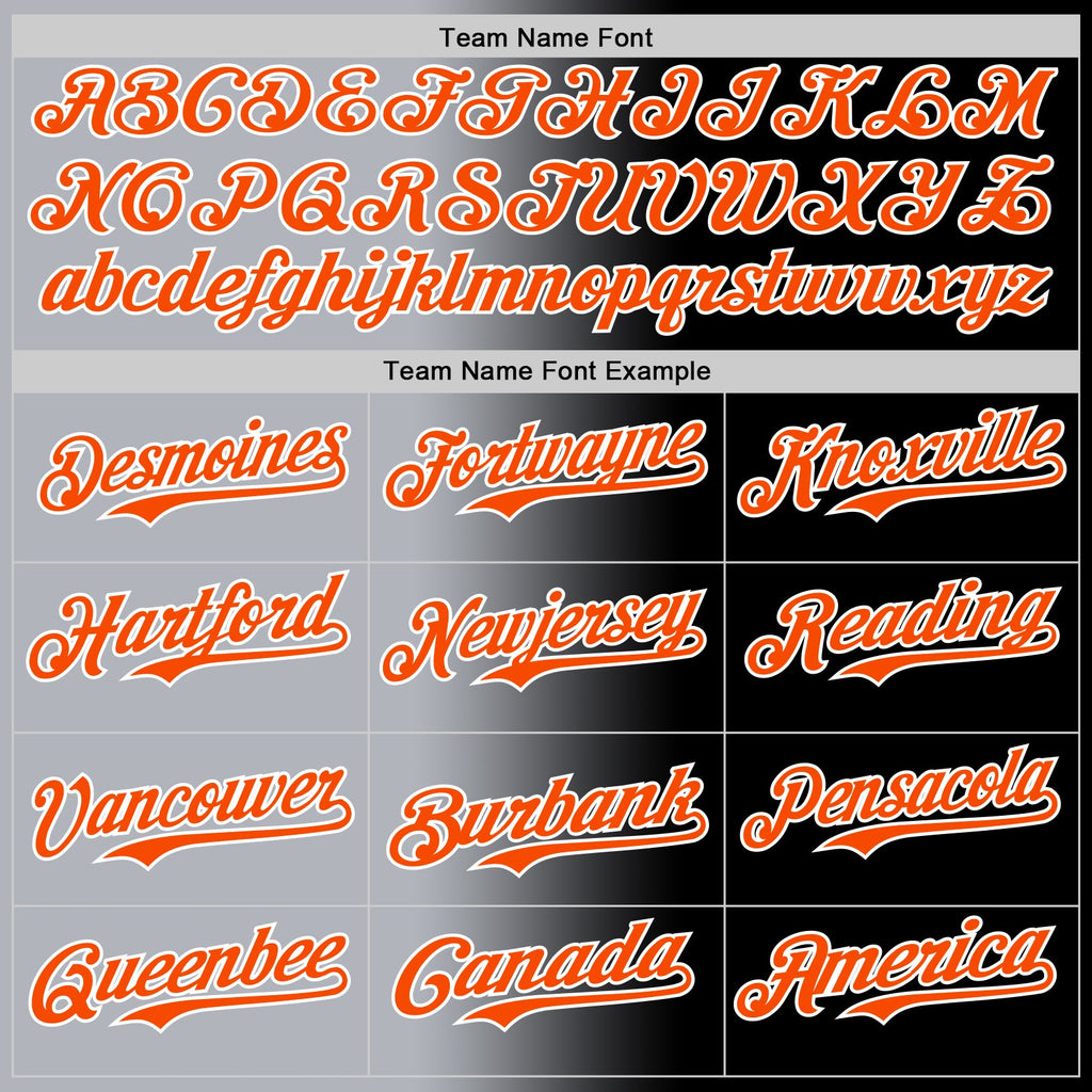 Custom Black Orange Gray-White Authentic Gradient Fashion Baseball Jersey