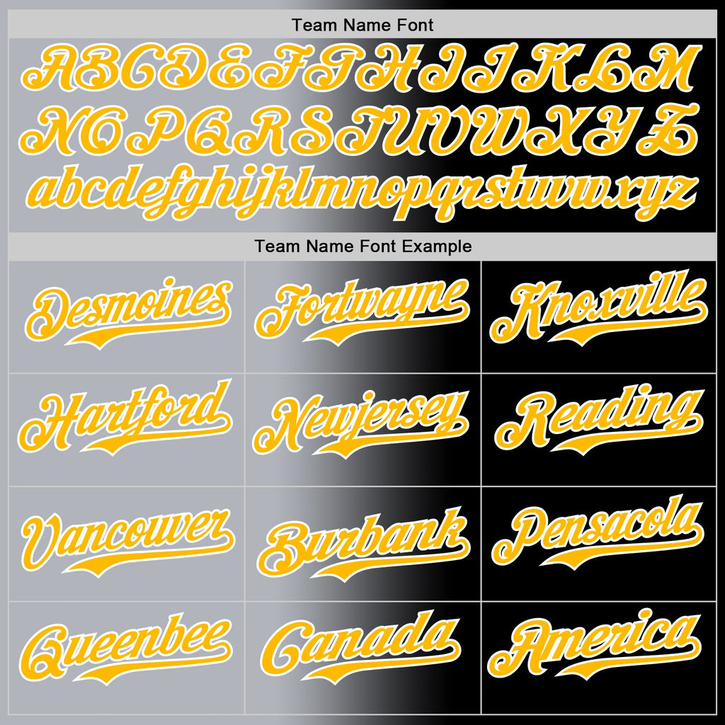 Custom Black Gold Gray-White Authentic Gradient Fashion Baseball Jersey