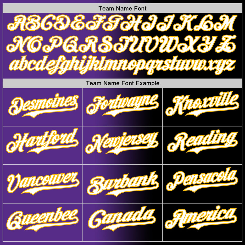 Custom Black White Purple-Gold Authentic Gradient Fashion Baseball Jersey